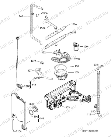 Взрыв-схема посудомоечной машины John Lewis JLDWW906 fromSNo.103 - Схема узла Hydraulic System 272